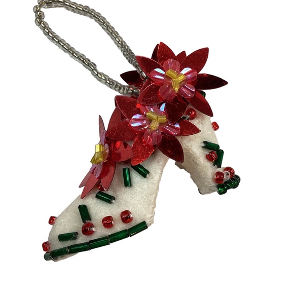 Michael Simon Handmade Poinsettia Shoe Christmas Tree Ornament - Picture 13 of 14